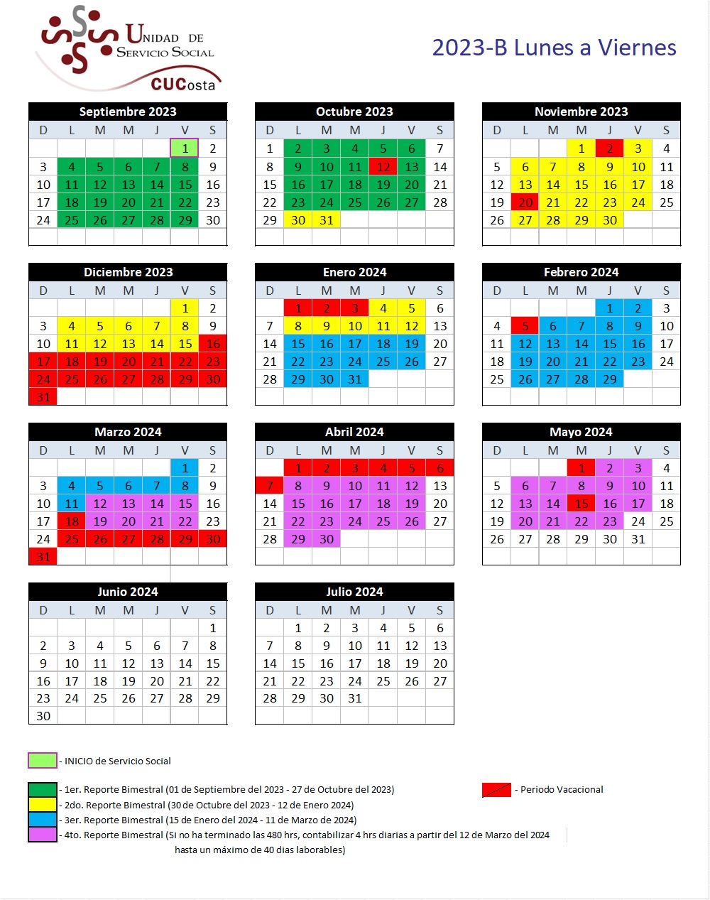 calendario servicio social