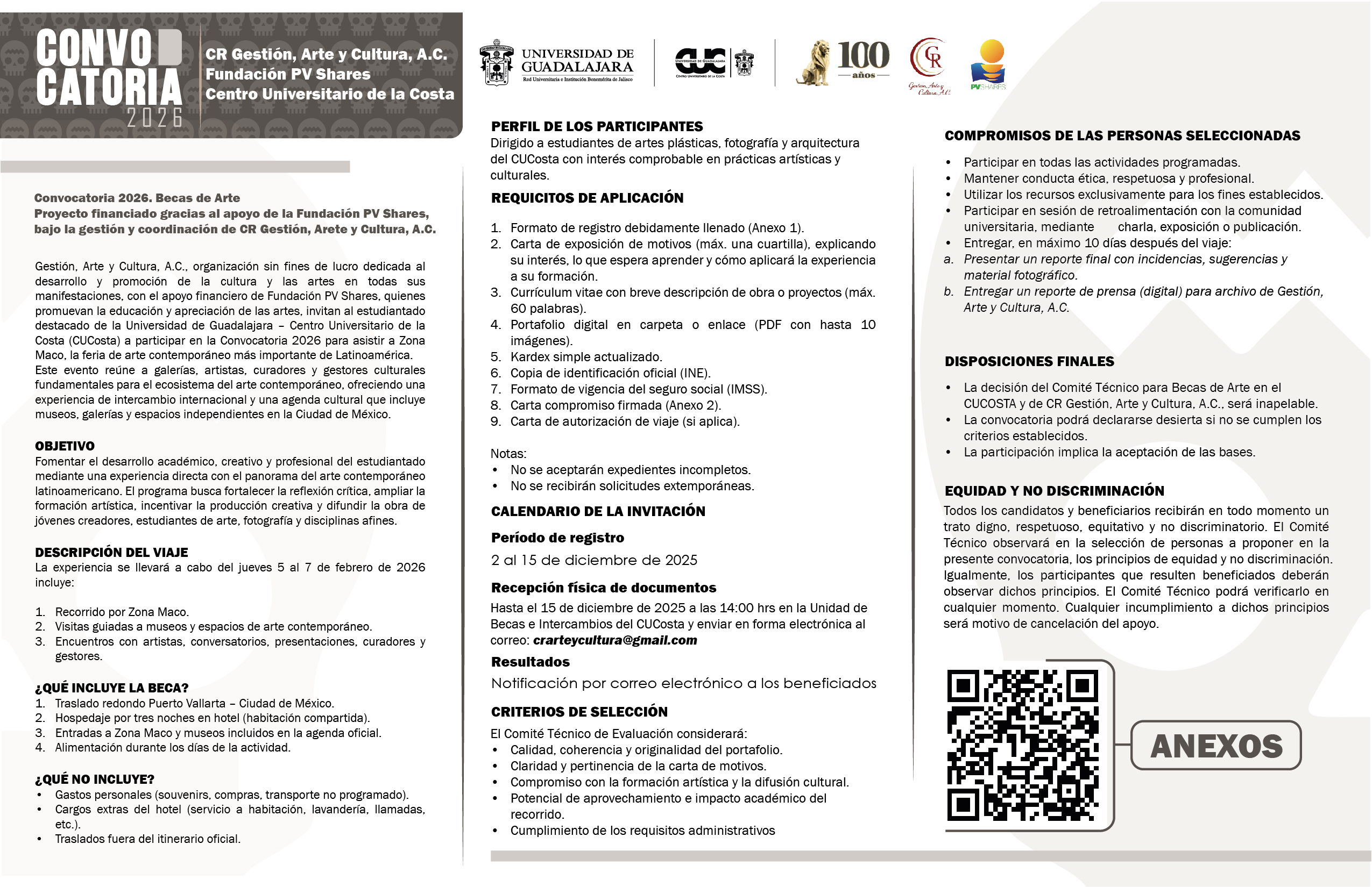 Convocatoria Beca Artes 2026