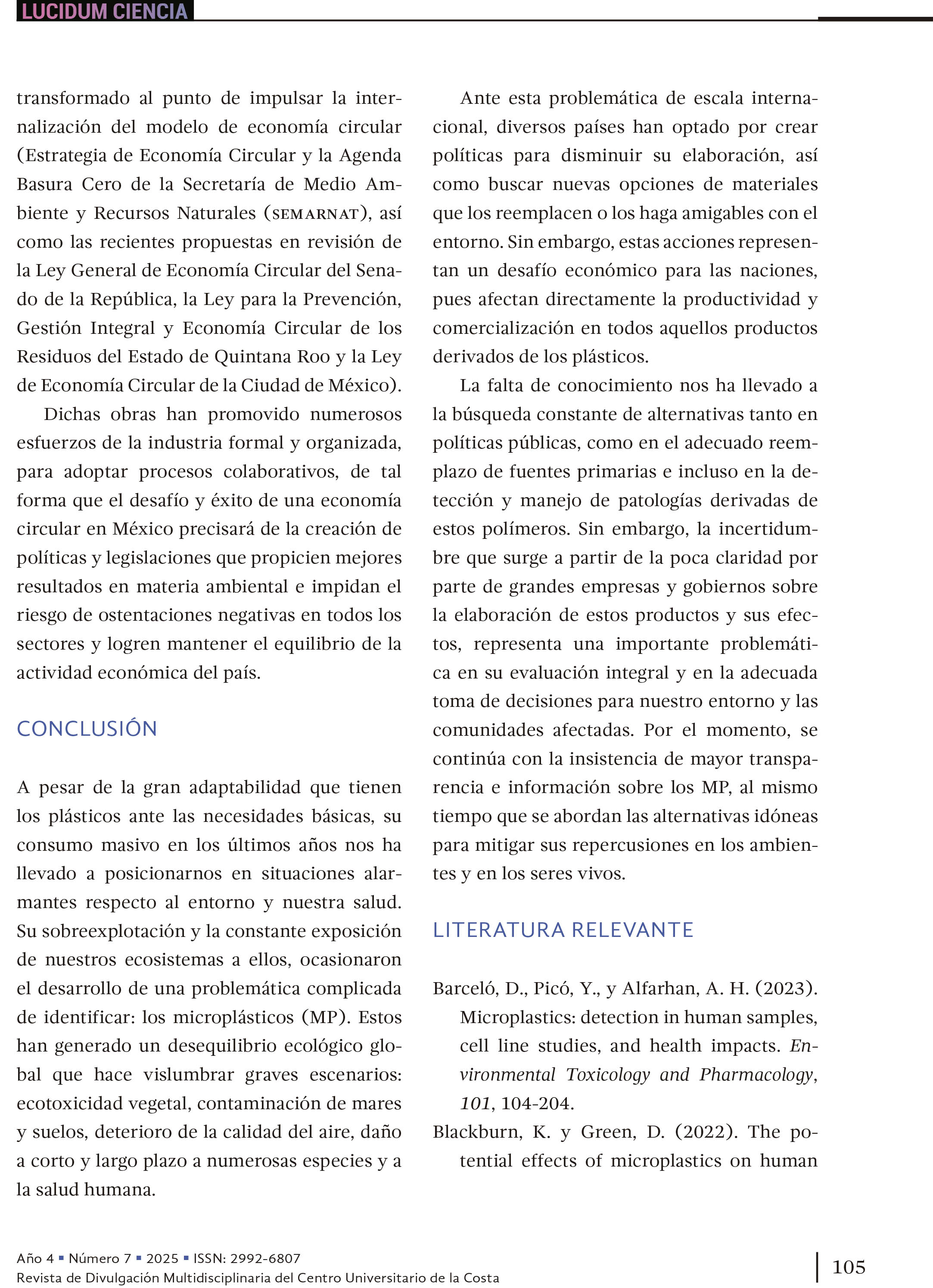 11. Microplásticos: amenaza para los ecosistemas y la salud humana