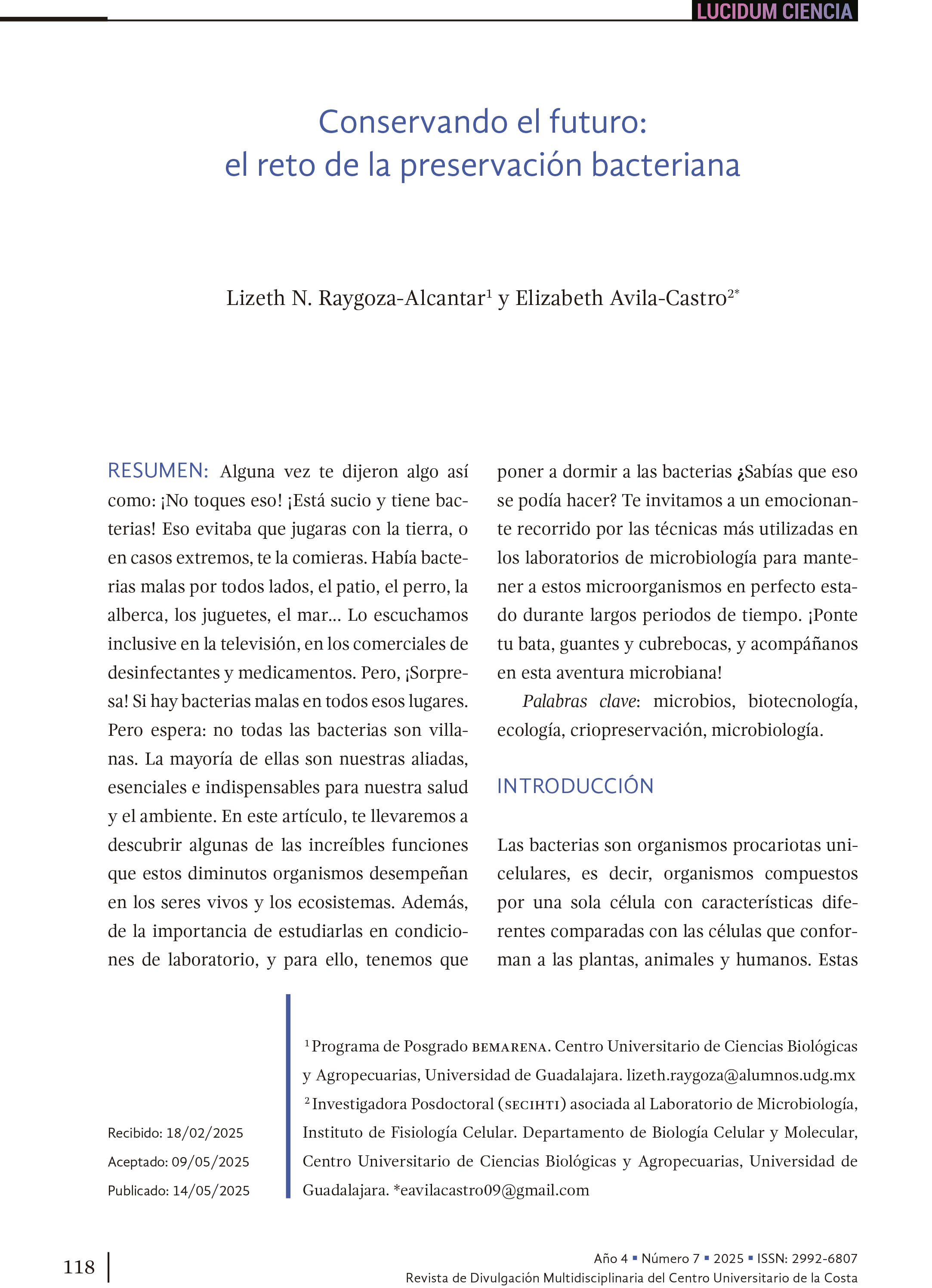 14. Conservando el futuro: el reto de la preservación bacteriana