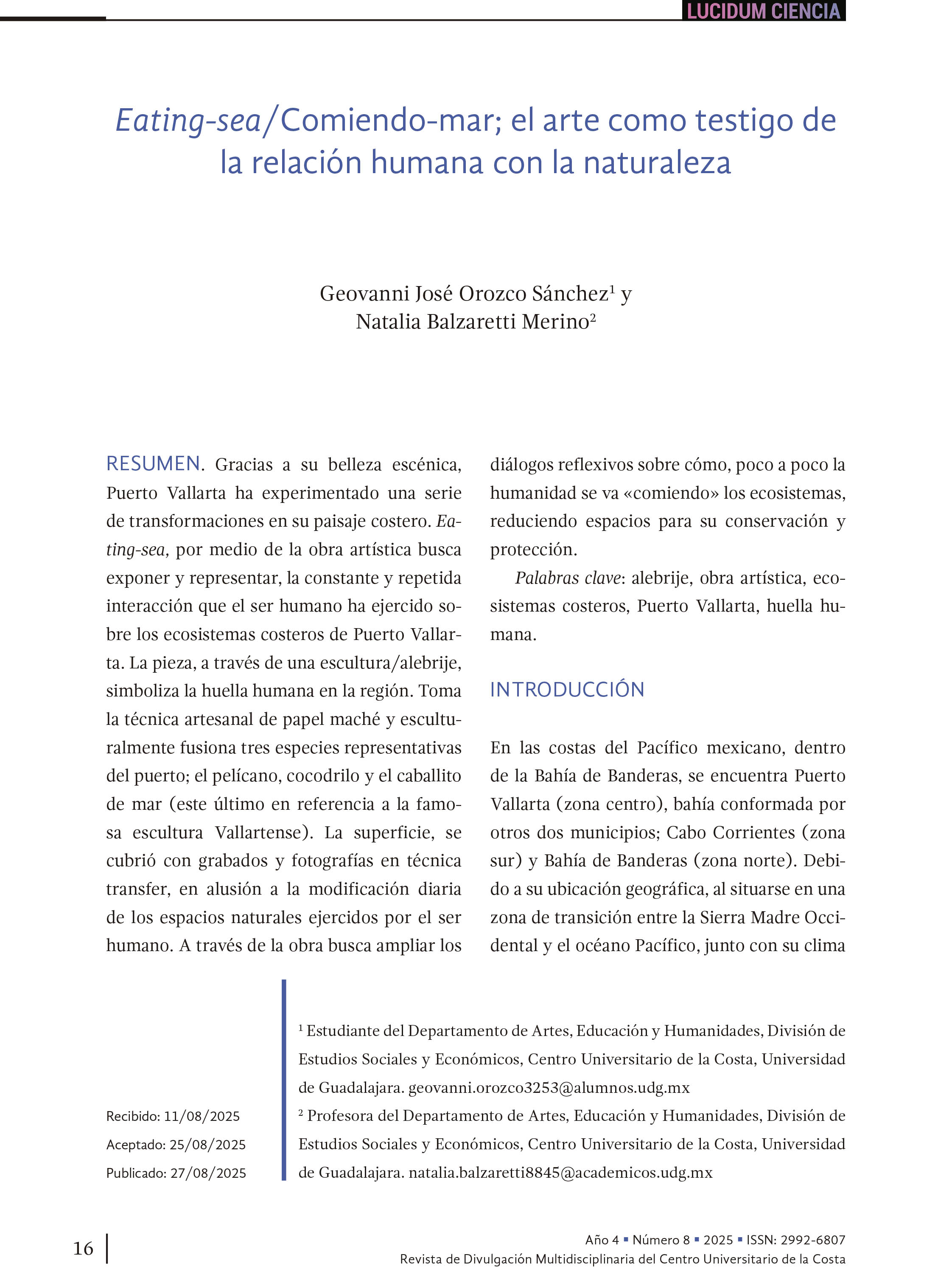 2. Eating-sea/Comiendo-mar; el arte como testigo de la relación humana con la naturaleza