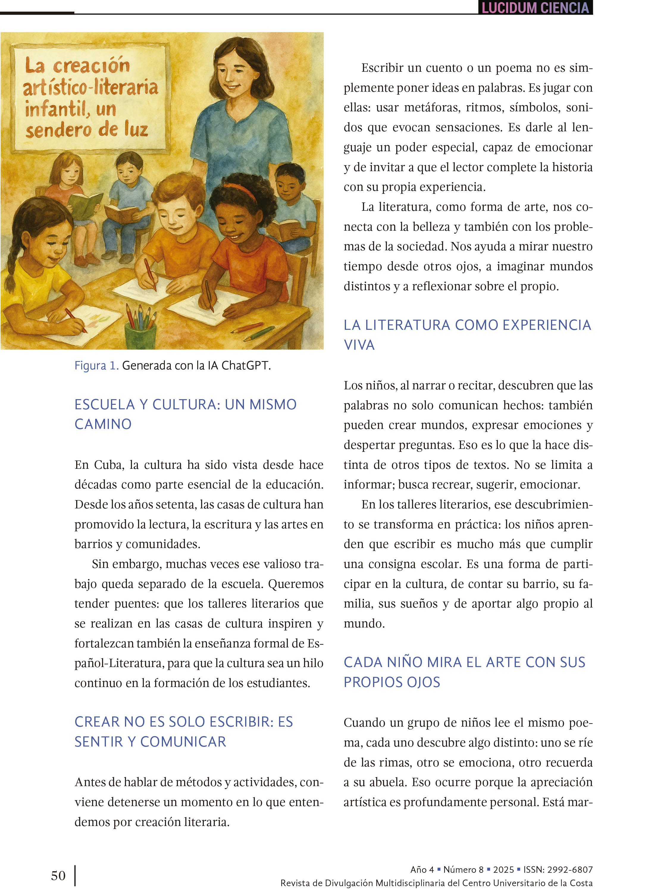 6. La creación artístico-literaria infantil, un sendero de luz