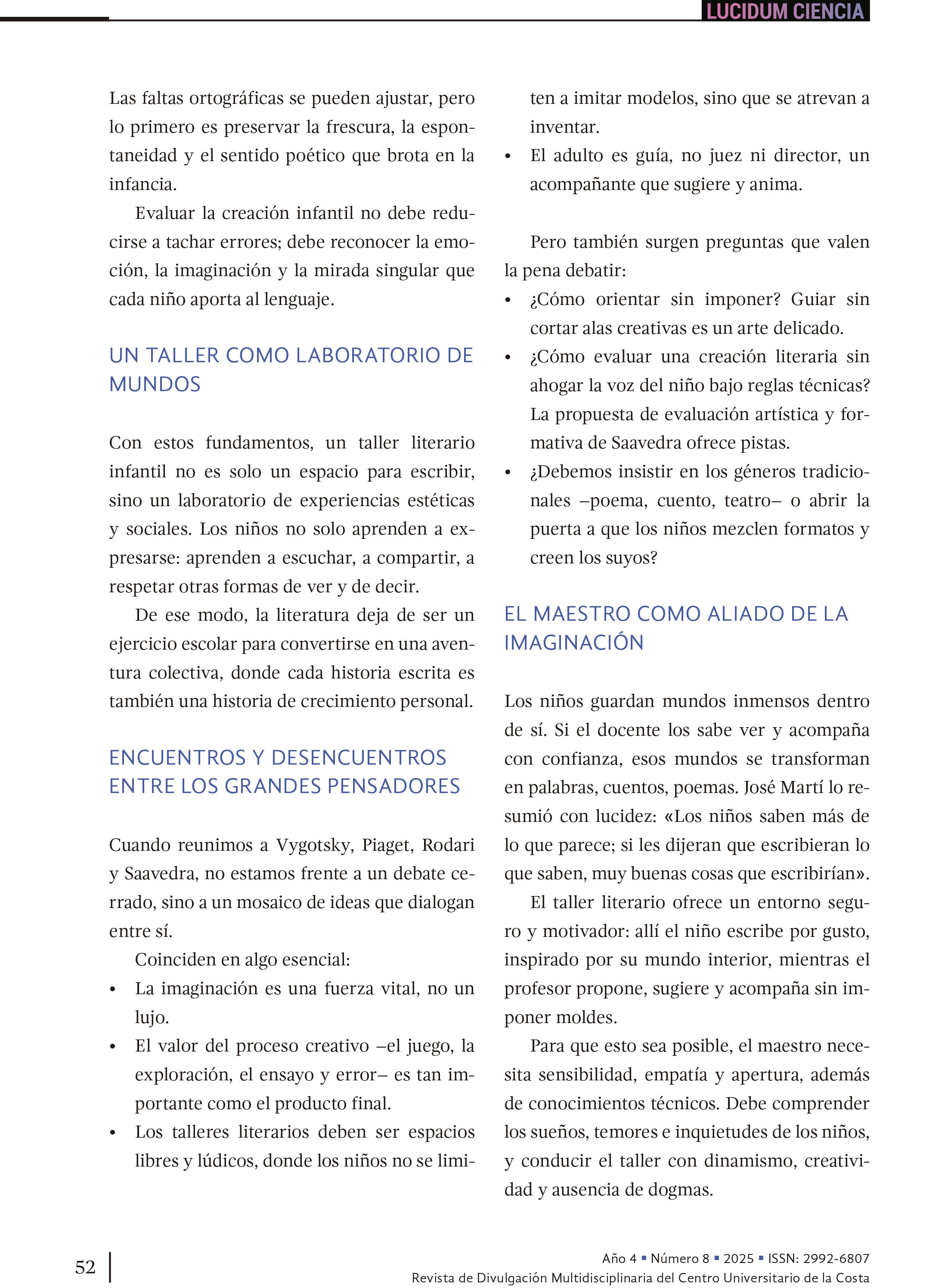 6. La creación artístico-literaria infantil, un sendero de luz