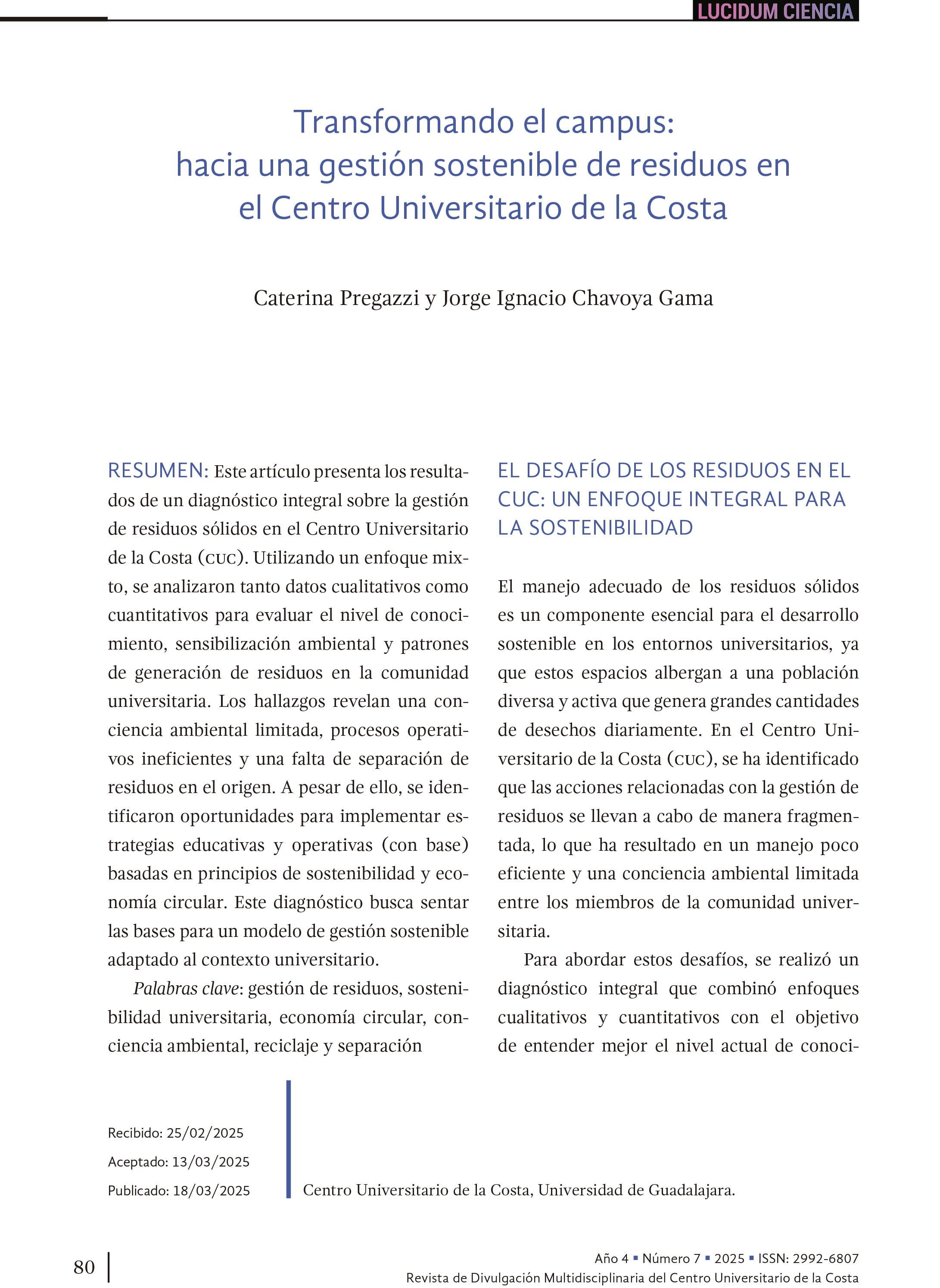 9. Transformando el campus: hacia una gestión sostenible de residuos en el Centro Universitario de la Costa