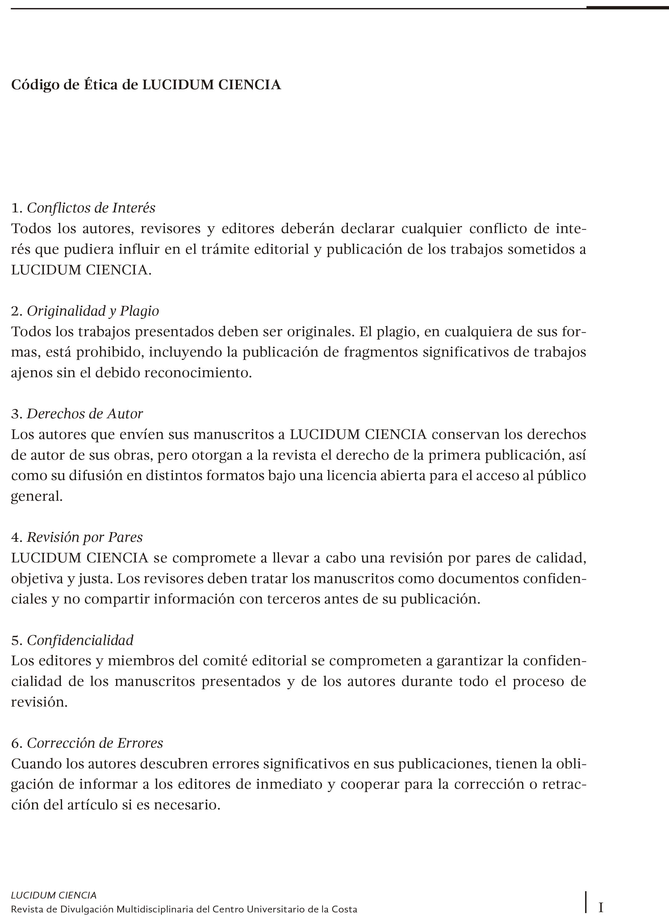 Código de ética de Lucidum Ciencia