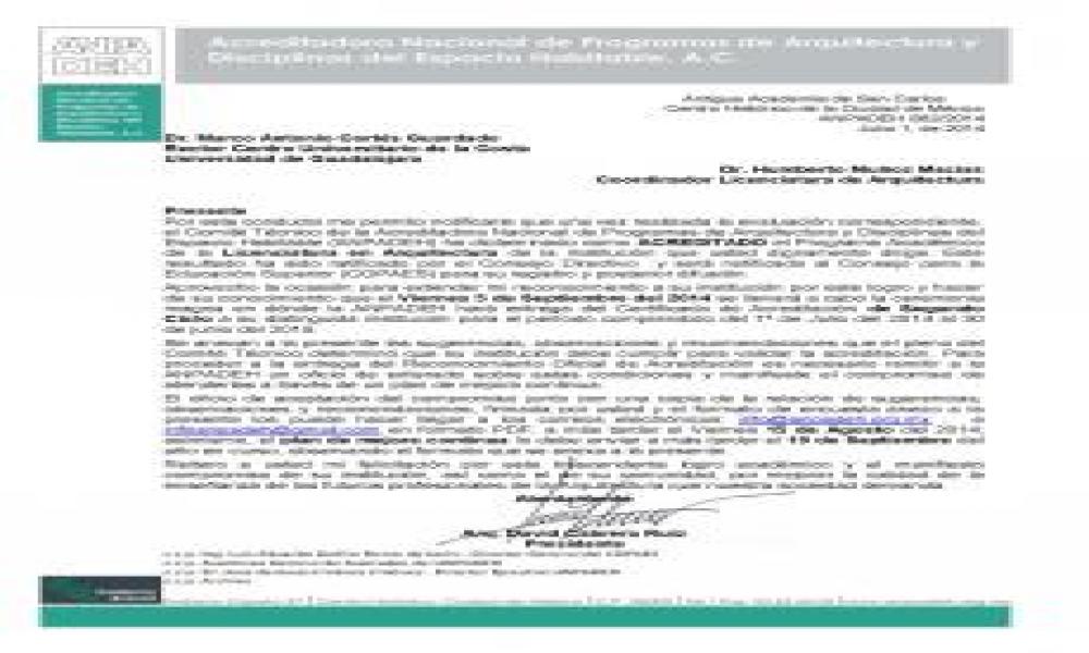 Reacreditación de la Licenciatura en Arquitectura del CUCosta