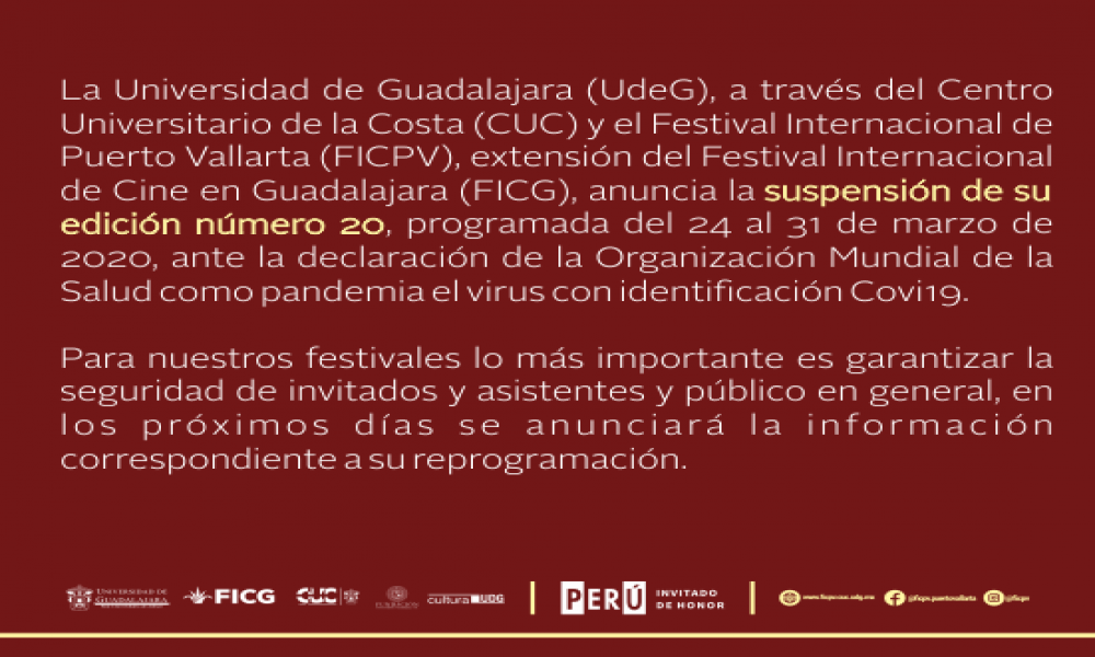 Suspensión Festival Internacional de Cine en Puerto Vallarta (FICG)