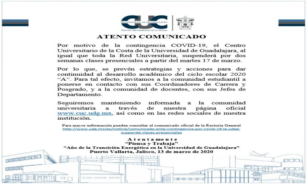 PARA EL CONOCIMIENTO DE LA COMUNIDAD UNIVERSITARIA DEL CUCOSTA