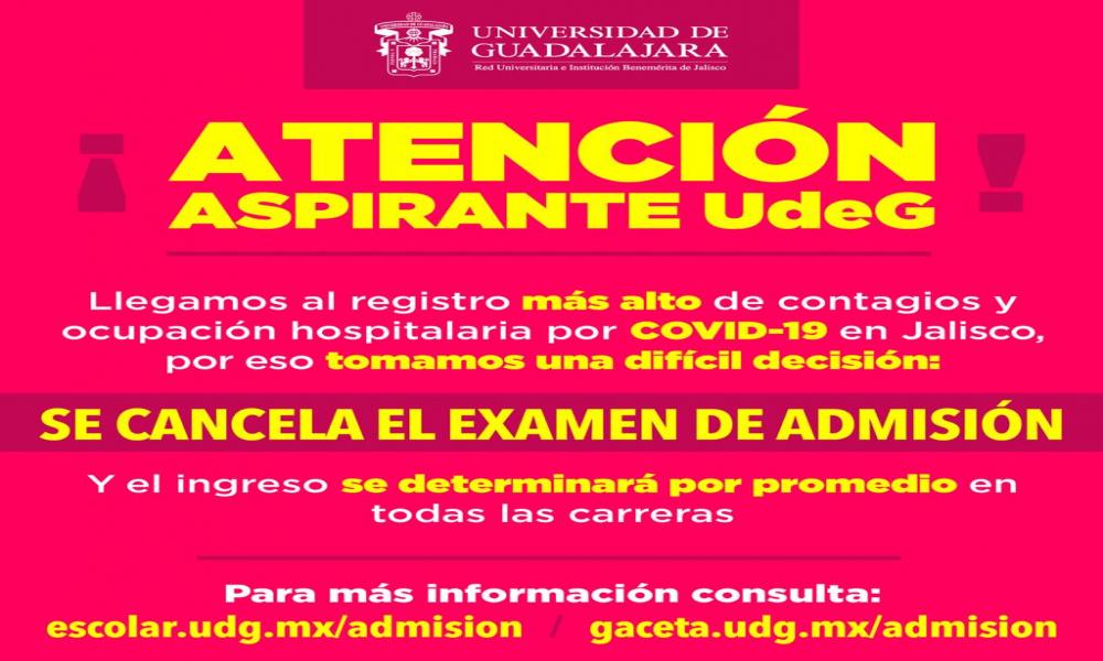 Cancela UdeG el examen de admisión programado para el 6 de febrero