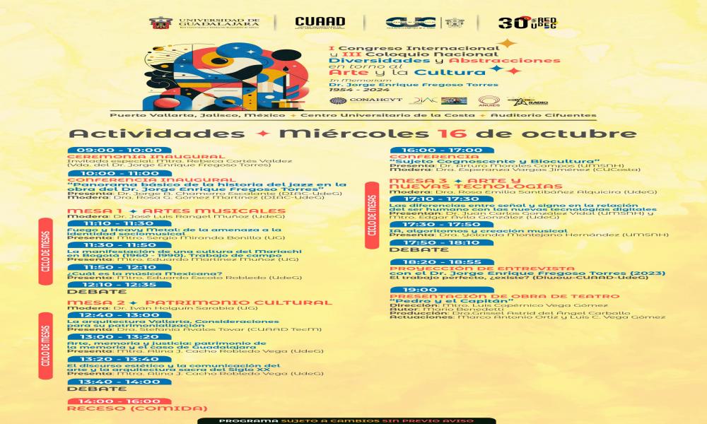 I Congreso Internacional y III Coloquio Nacional "Diversidades y Abstracciones en torno al Arte y la Cultura" se realizará en CUCosta