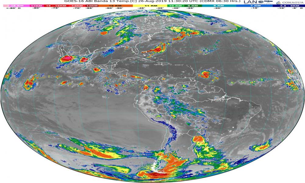Para hoy se prevén lluvias puntuales muy fuertes en Nayarit, Jalisco,Durango, Zacatecas, Aguascalientes, San Luis Potosí y Chiapas.