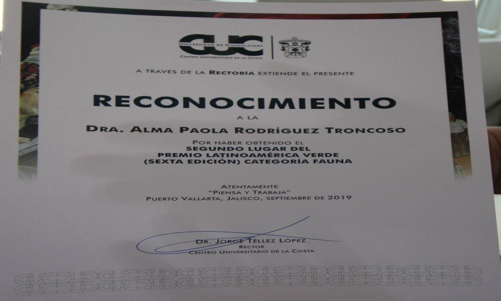 Investigadores del CUCosta-UdeG, Obtienen 2do.Lugar en Premio “Latinoamérica Verde 2019”