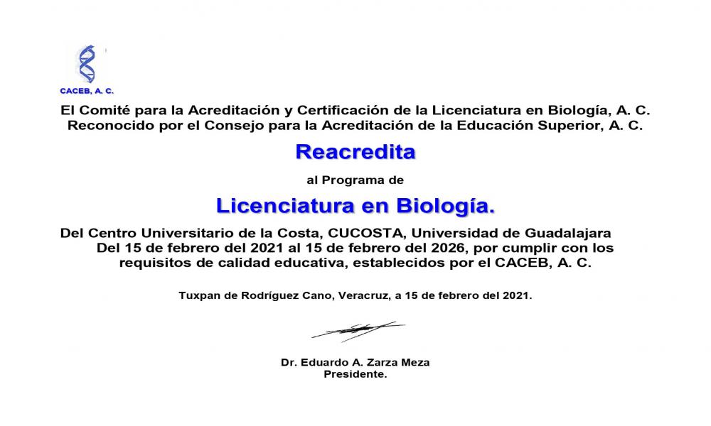 Logra CUCosta primera re acreditación de la Licenciatura de Biología