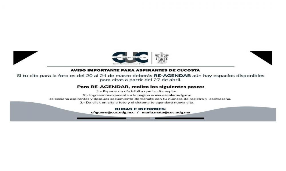 AVISO IMPORTANTE ASPIRANTES A INGRESAR AL CUCOSTA