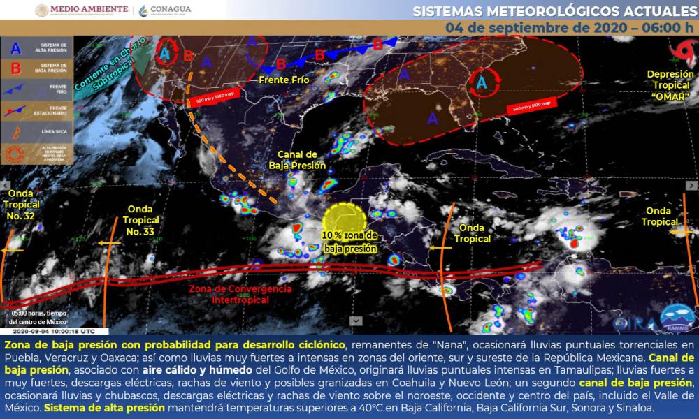 Fin de semana, se espera presencia de lluvias vespertinas y nocturnas