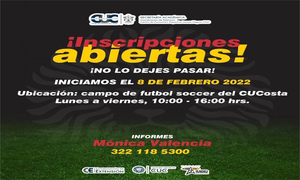 Lista convocatoria para Escuela de Fútbol Leones Negros CUC