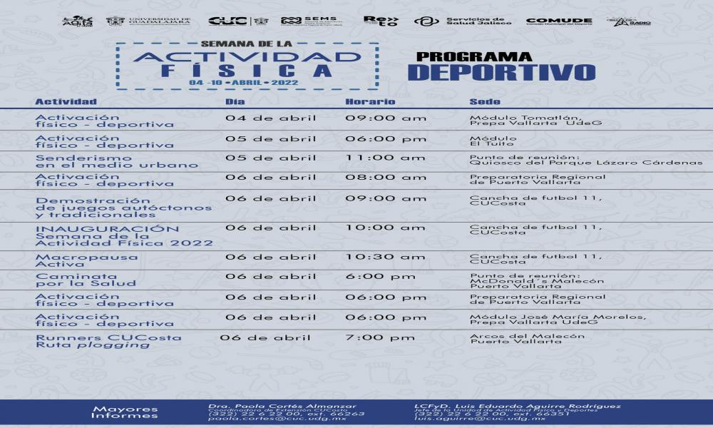 Presentan programa de actividades de la Semana de Actividad Física del CUCosta