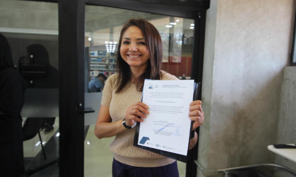 La Dra. Ciria Salazar, Profesora Investigadora de la Universidad de Colima presentó su ponencia “Mujeres en STEAM”