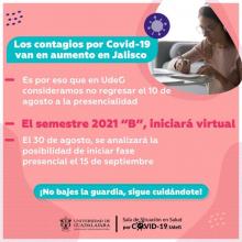 Anuncia UdeG regreso a clases cien por ciento virtual