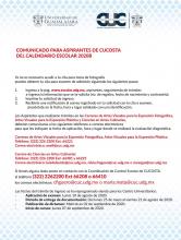COMUNICADO IMPORTANTE PARA ASPIRANTES DEL CUCOSTA, CALENDARIO ESCOLAR 2020-B