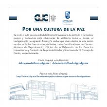 POR UNA CULTURA DE PAZ EN EL CUCOSTA