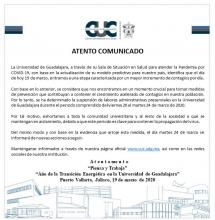 Suspensión de Labores Administrativas Presenciales en la Universidad de Guadalajara